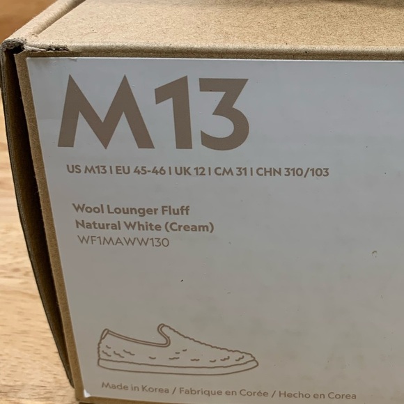 NEW‎ Wool Lounger Fluff Mens 13 Natural White Cream Merino Wool MF1MAWW130 - Picture 8 of 11